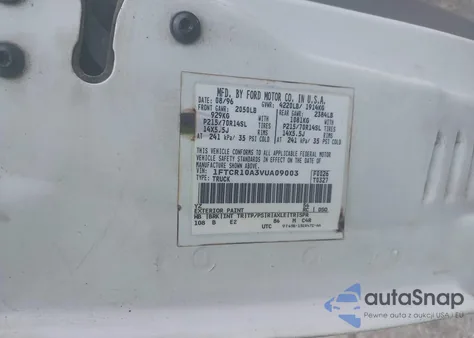 1997 Ford Ranger Splash/Xl/Xlt из США, поврежденный, VIN 1FTCR10A3VUA09003